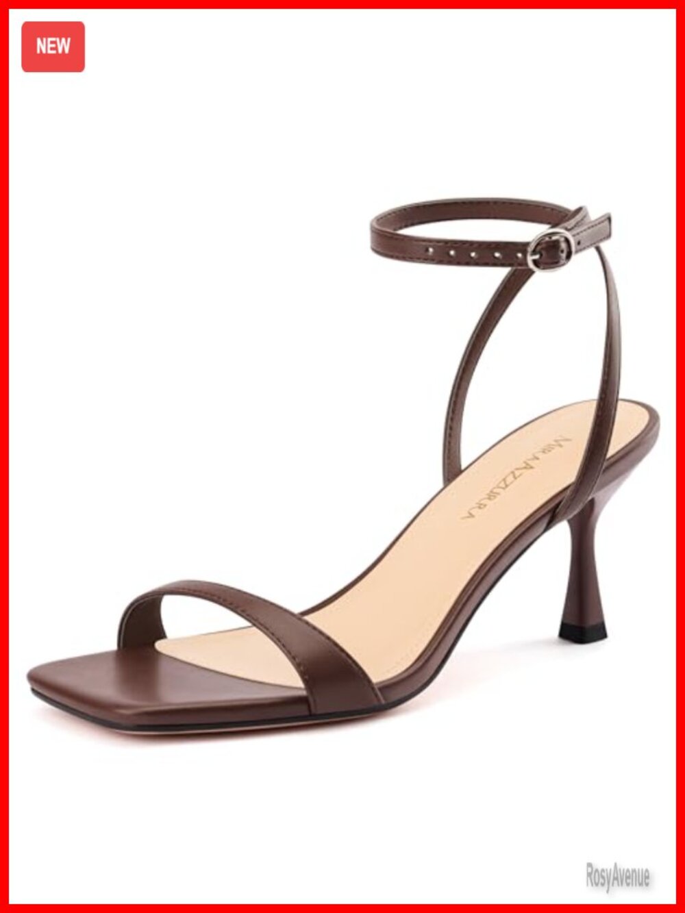 Strappy Kitten Heel Sandals Faux Leather Square Open Toe Heels